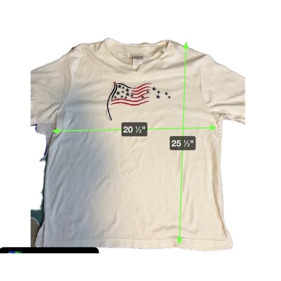 Vintage BonWorth White Tee With Embroidered American Flag Design Sz XS - Picture 7 of 7